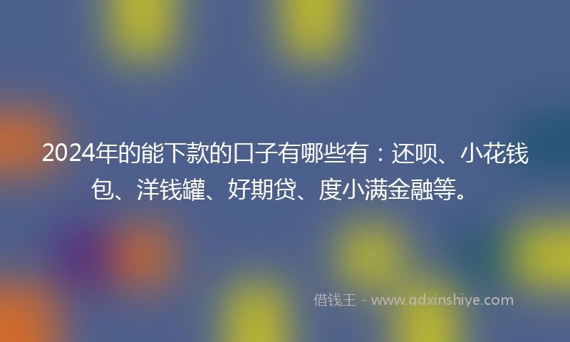 2024年的能下款的口子有哪些有：还呗、小花钱包、洋钱罐、好期贷、度小满金融等。