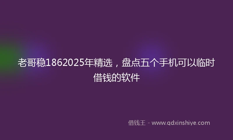 老哥稳1862025年精选，盘点五个手机可以临时借钱的软件