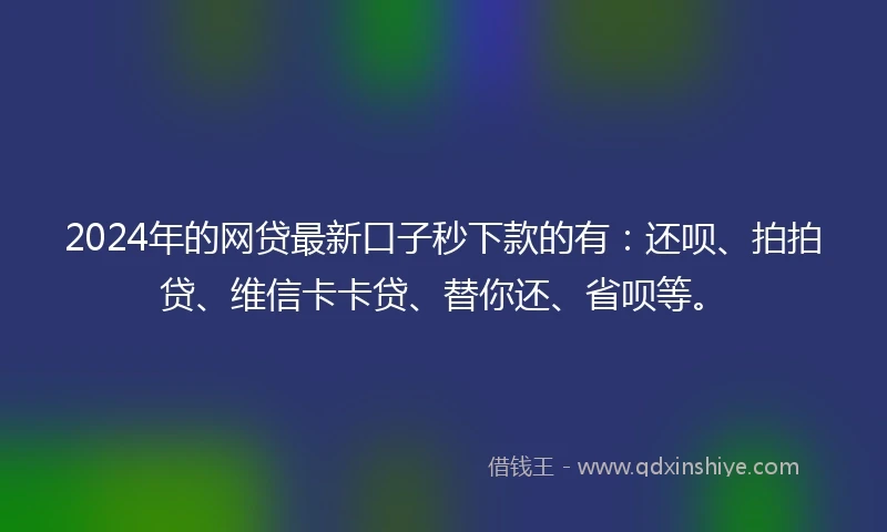 2024年的网贷最新口子秒下款的有：还呗、拍拍贷、维信卡卡贷、替你还、省呗等。