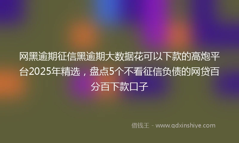 网黑逾期征信黑逾期大数据花可以下款的高炮平台2025年精选，盘点5个不看征信负债的网贷百分百下款口子
