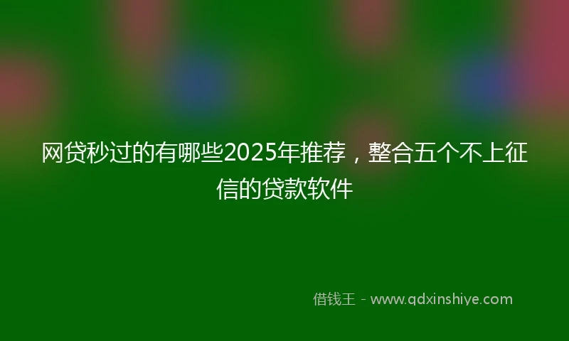 网贷秒过的有哪些2025年推荐，整合五个不上征信的贷款软件