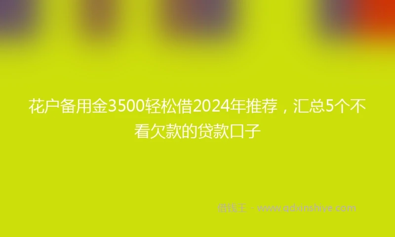 花户备用金3500轻松借2024年推荐，汇总5个不看欠款的贷款口子