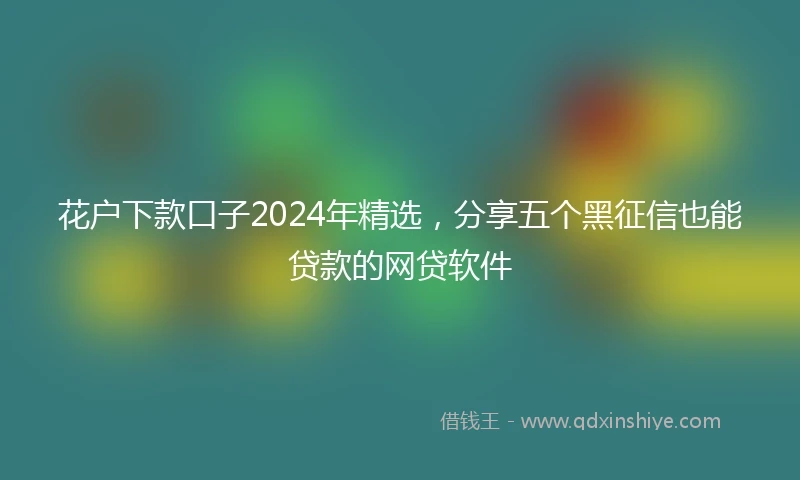 花户下款口子2024年精选，分享五个黑征信也能贷款的网贷软件