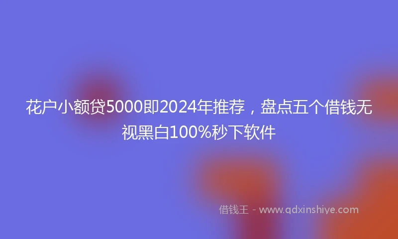 花户小额贷5000即2024年推荐,盘点五个借钱无视黑白100%秒下软件