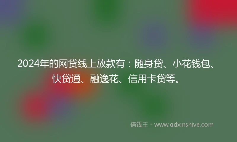 2024年的网贷线上放款有：随身贷、小花钱包、快贷通、融逸花、信用卡贷等。