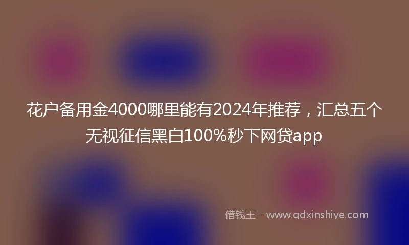 花户备用金4000哪里能有2024年推荐,汇总五个无视征信黑白100%秒下网贷app