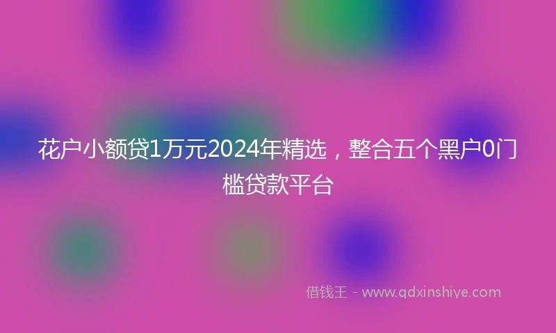 花户小额贷1万元2024年精选，整合五个黑户0门槛贷款平台