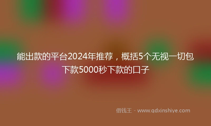 能出款的平台2024年推荐，概括5个无视一切包下款5000秒下款的口子