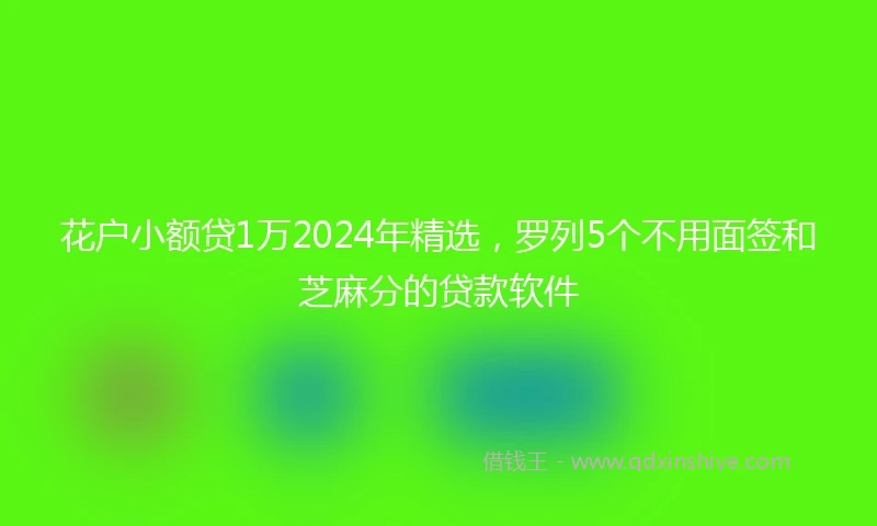 花户小额贷1万2024年精选，罗列5个不用面签和芝麻分的贷款软件
