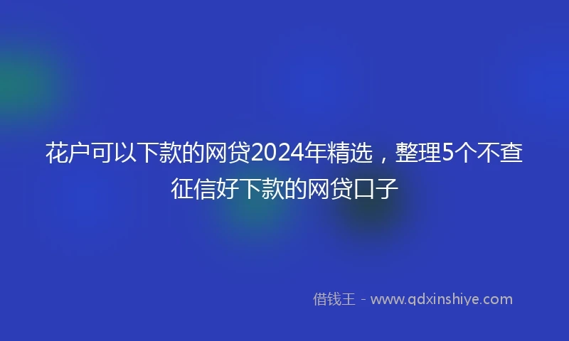 花户可以下款的网贷2024年精选，整理5个不查征信好下款的网贷口子