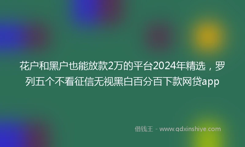 花户和黑户也能放款2万的平台2024年精选，罗列五个不看征信无视黑白百分百下款网贷app