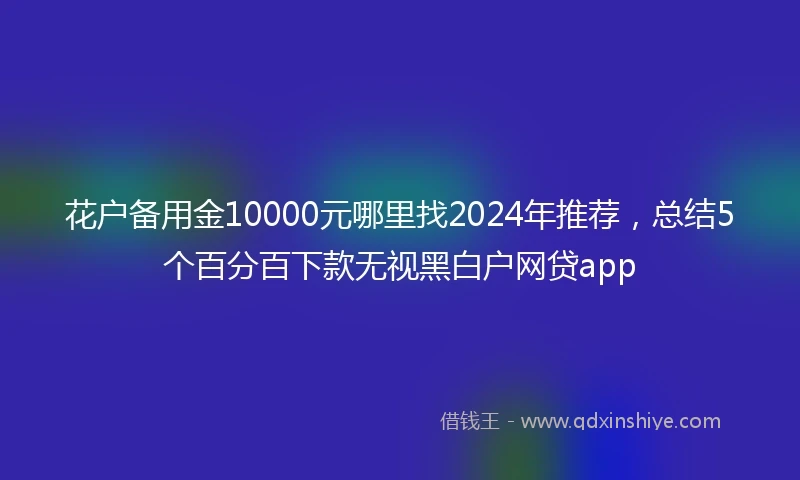 花户备用金10000元哪里找2024年推荐，总结5个百分百下款无视黑白户网贷app