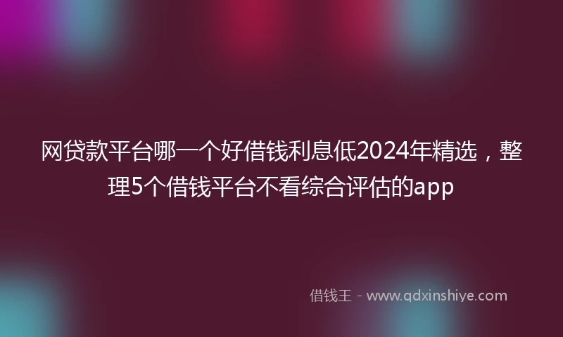 网贷款平台哪一个好借钱利息低2024年精选，整理5个借钱平台不看综合评估的app