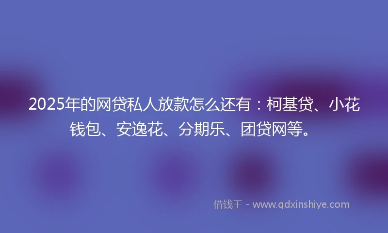 2025年的网贷私人放款怎么还有：柯基贷、小花钱包、安逸花、分期乐、团贷网等。