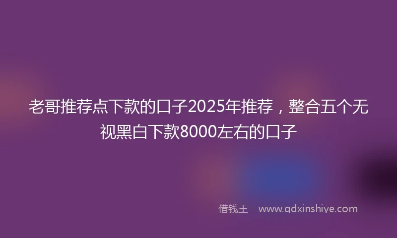 老哥推荐点下款的口子2025年推荐，整合五个无视黑白下款8000左右的口子