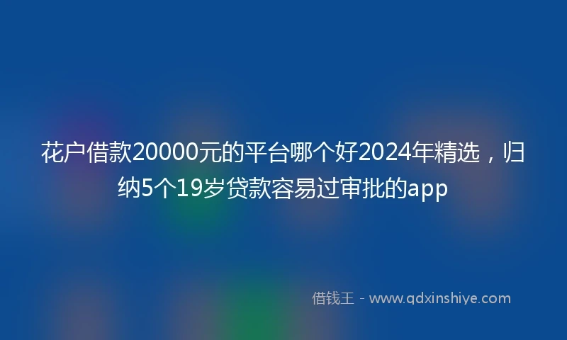 花户借款20000元的平台哪个好2024年精选，归纳5个19岁贷款容易过审批的app