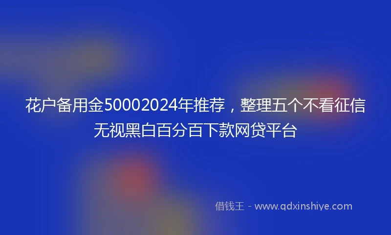 花户备用金50002024年推荐，整理五个不看征信无视黑白百分百下款网贷平台