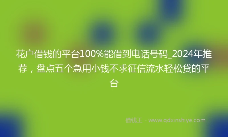 花户借钱的平台100%能借到电话号码_2024年推荐，盘点五个急用小钱不求征信流水轻松贷的平台