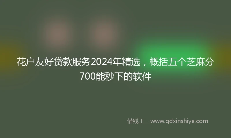 花户友好贷款服务2024年精选，概括五个芝麻分700能秒下的软件