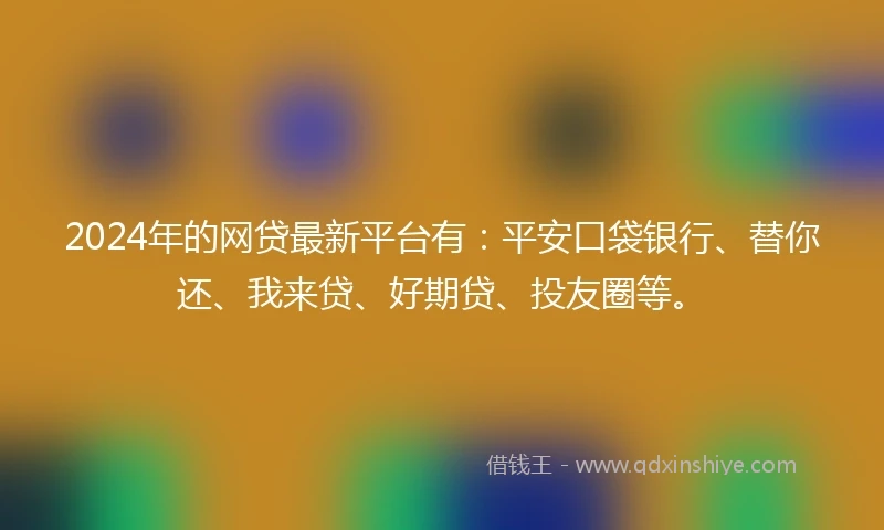 2024年的网贷最新平台有：平安口袋银行、替你还、我来贷、好期贷、投友圈等。