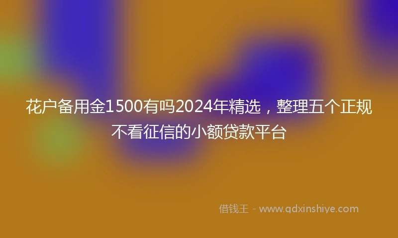花户备用金1500有吗2024年精选，整理五个正规不看征信的小额贷款平台