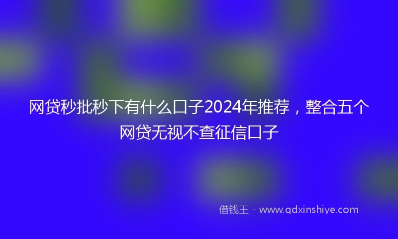 网贷秒批秒下有什么口子2024年推荐，整合五个网贷无视不查征信口子