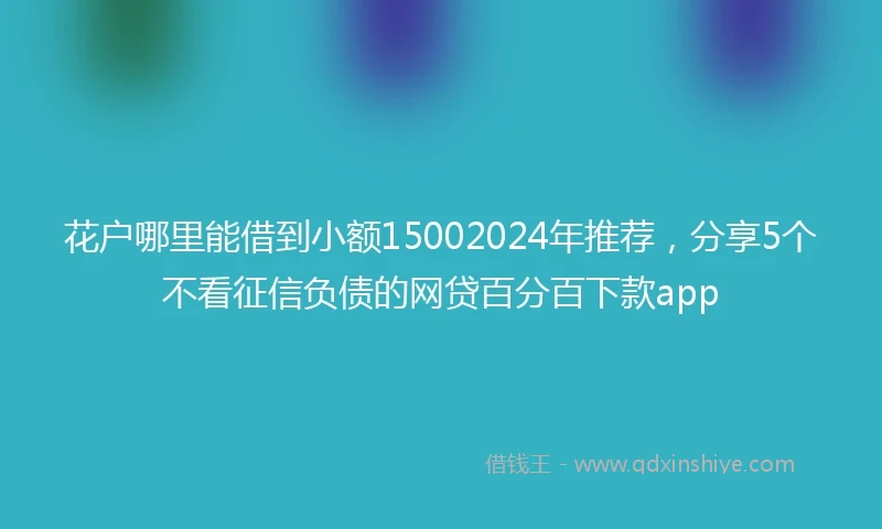 花户哪里能借到小额15002024年推荐，分享5个不看征信负债的网贷百分百下款app