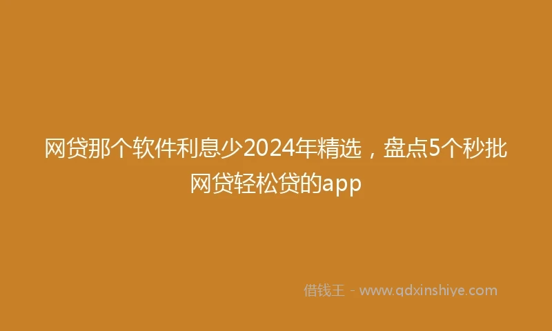网贷那个软件利息少2024年精选，盘点5个秒批网贷轻松贷的app
