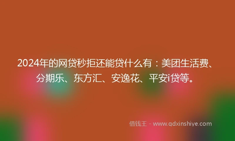 2024年的网贷秒拒还能贷什么有：美团生活费、分期乐、东方汇、安逸花、平安i贷等。