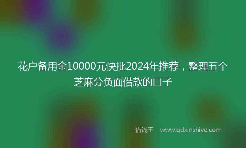 花户备用金10000元快批2024年推荐，整理五个芝麻分负面借款的口子