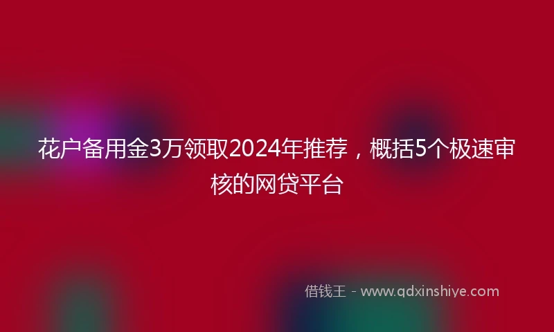 花户备用金3万领取2024年推荐，概括5个极速审核的网贷平台