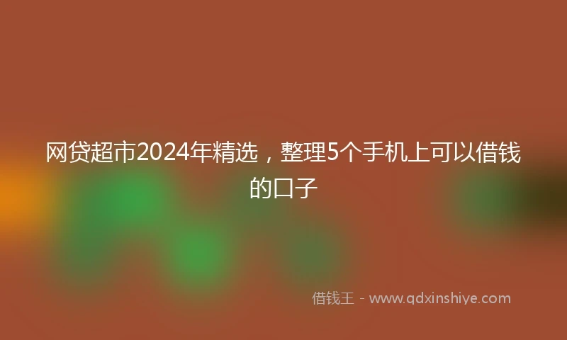 网贷超市2024年精选,整理5个手机上可以借钱的口子