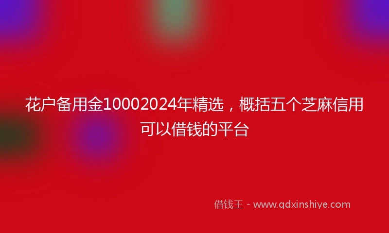花户备用金10002024年精选，概括五个芝麻信用可以借钱的平台