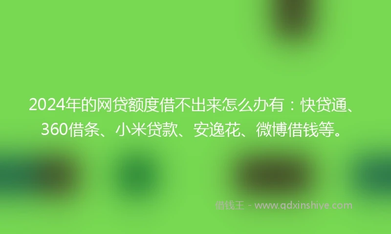 2024年的网贷额度借不出来怎么办有：快贷通、360借条、小米贷款、安逸花、微博借钱等。