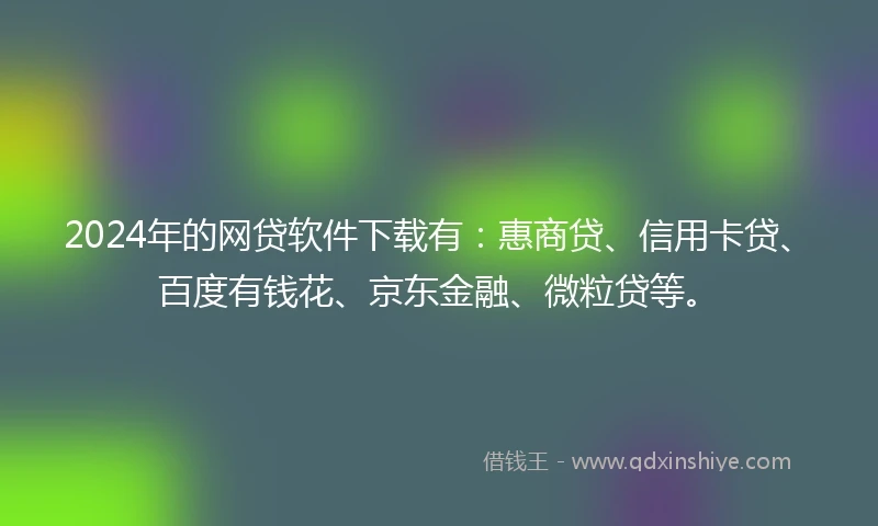 2024年的网贷软件下载有：惠商贷、信用卡贷、百度有钱花、京东金融、微粒贷等。