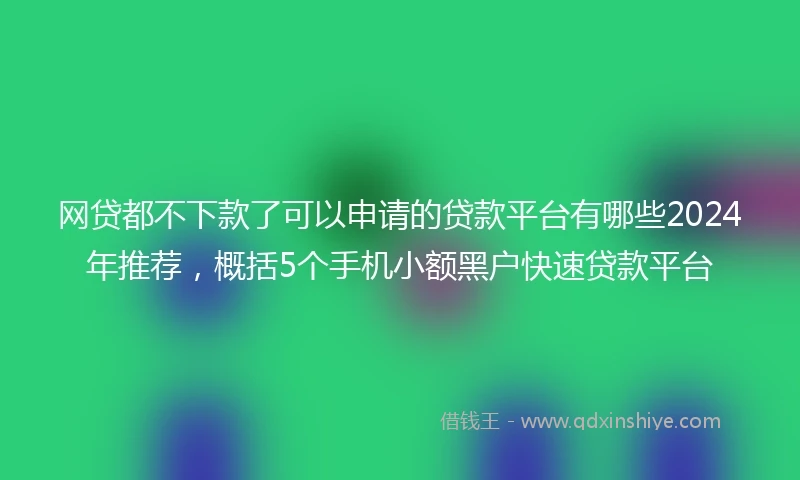 网贷都不下款了可以申请的贷款平台有哪些2024年推荐，概括5个手机小额黑户快速贷款平台