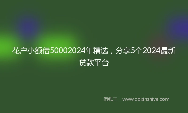 花户小额借50002024年精选，分享5个2024最新贷款平台