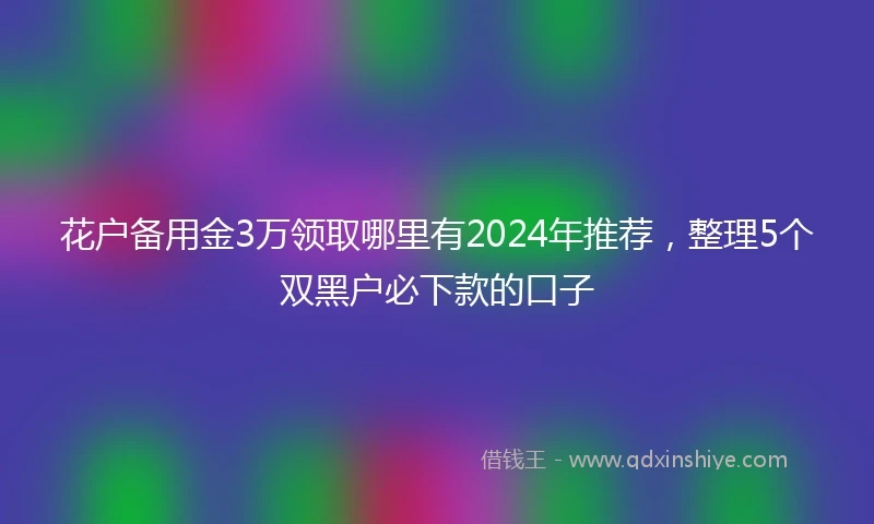 花户备用金3万领取哪里有2024年推荐，整理5个双黑户必下款的口子