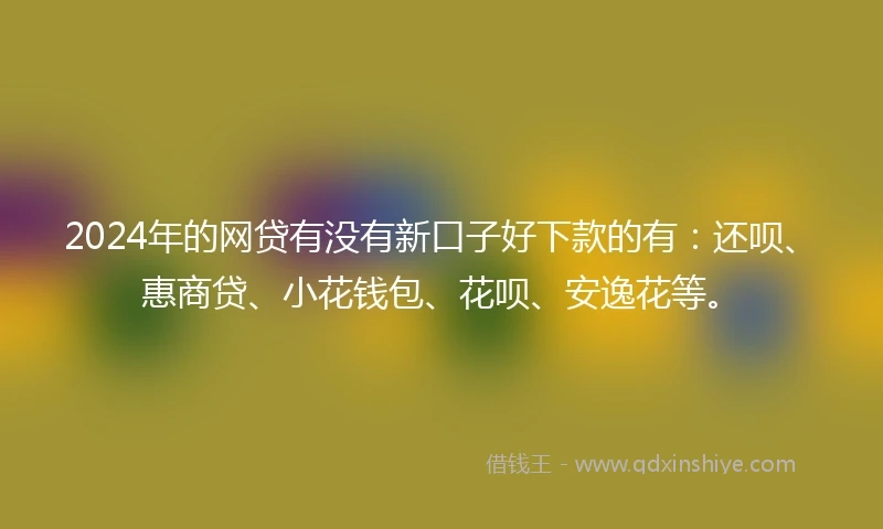2024年的网贷有没有新口子好下款的有：还呗、惠商贷、小花钱包、花呗、安逸花等。