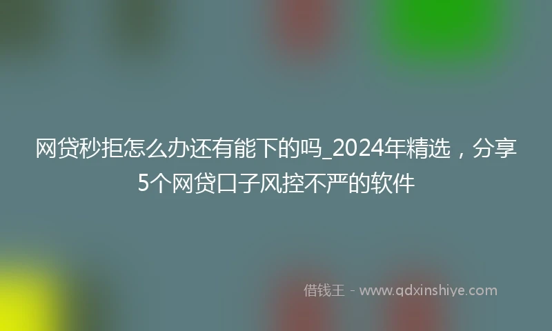 网贷秒拒怎么办还有能下的吗_2024年精选，分享5个网贷口子风控不严的软件