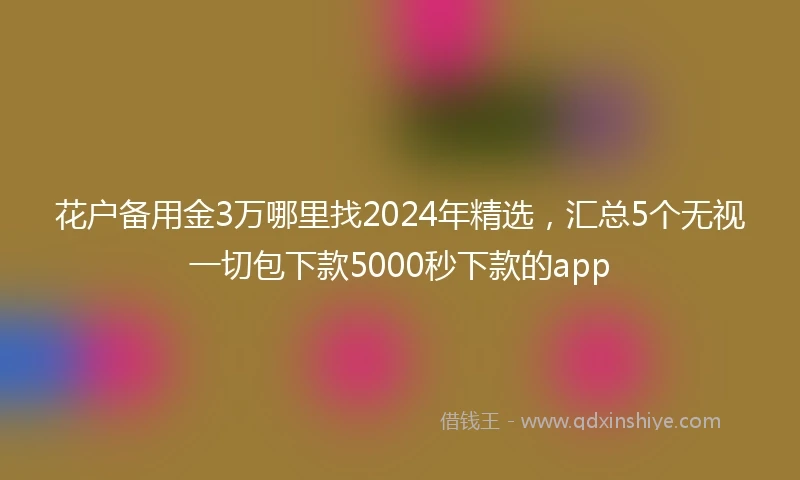 花户备用金3万哪里找2024年精选，汇总5个无视一切包下款5000秒下款的app