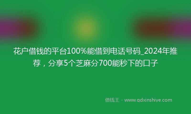 花户借钱的平台100%能借到电话号码_2024年推荐，分享5个芝麻分700能秒下的口子