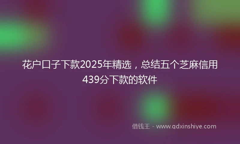 花户口子下款2025年精选，总结五个芝麻信用439分下款的软件