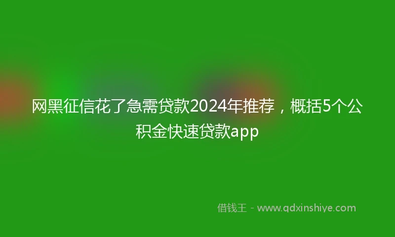 网黑征信花了急需贷款2024年推荐，概括5个公积金快速贷款app