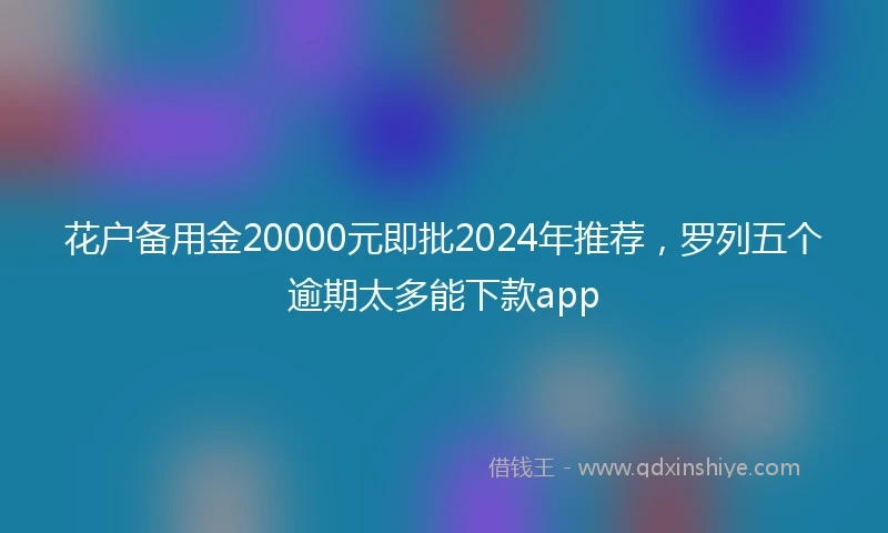 花户备用金20000元即批2024年推荐，罗列五个逾期太多能下款app