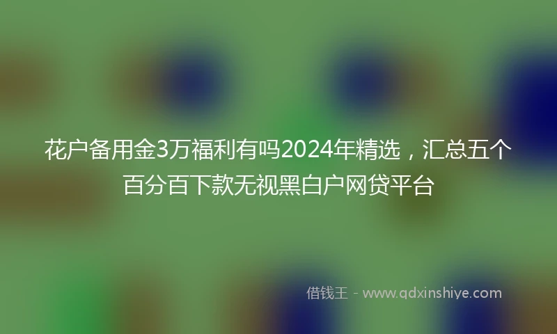 花户备用金3万福利有吗2024年精选，汇总五个百分百下款无视黑白户网贷平台