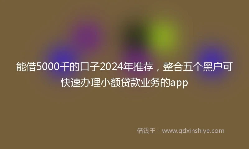 能借5000千的口子2024年推荐，整合五个黑户可快速办理小额贷款业务的app