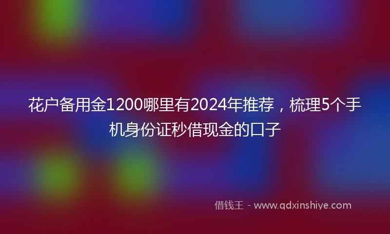 花户备用金1200哪里有2024年推荐，梳理5个手机身份证秒借现金的口子