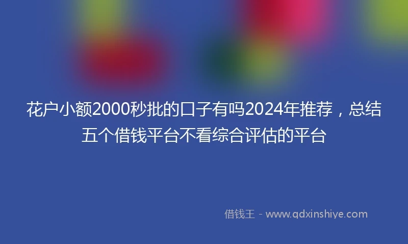 花户小额2000秒批的口子有吗2024年推荐，总结五个借钱平台不看综合评估的平台