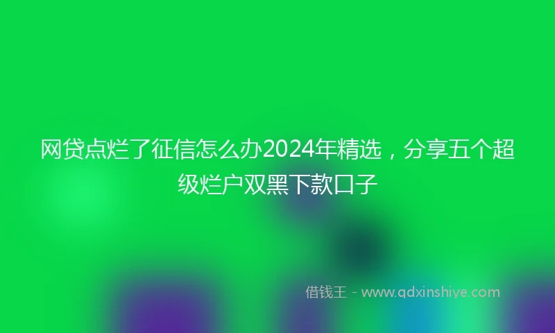 网贷点烂了征信怎么办2024年精选，分享五个超级烂户双黑下款口子
